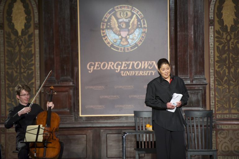 Photo of Anna Deavere Smith on stage for On Grace