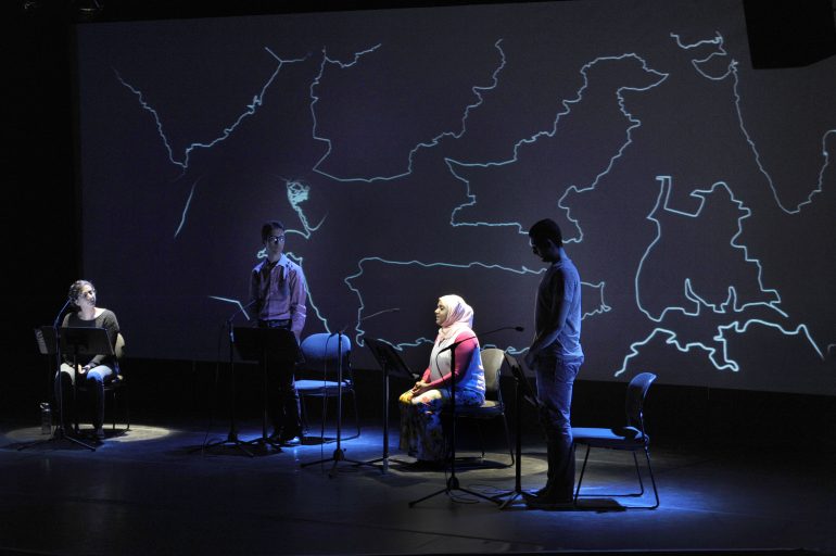 Production photo of Ping Chong + Company's Beyond Sacred: Voices of Muslim Identity